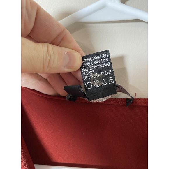 Etcetera Blouse XSMALL Red Draped Neckline Long Sleeve Top - Picture 6 of 6